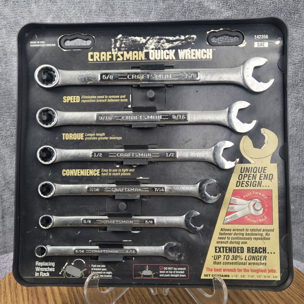Vintage Craftsman 6 Pc Professional Quick Wrench Set SAE 42356 USA Made 5/8-5/16